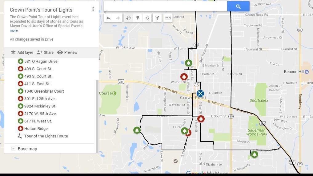Map Crown Point's Tour of Lights Digital Exclusives Graphics