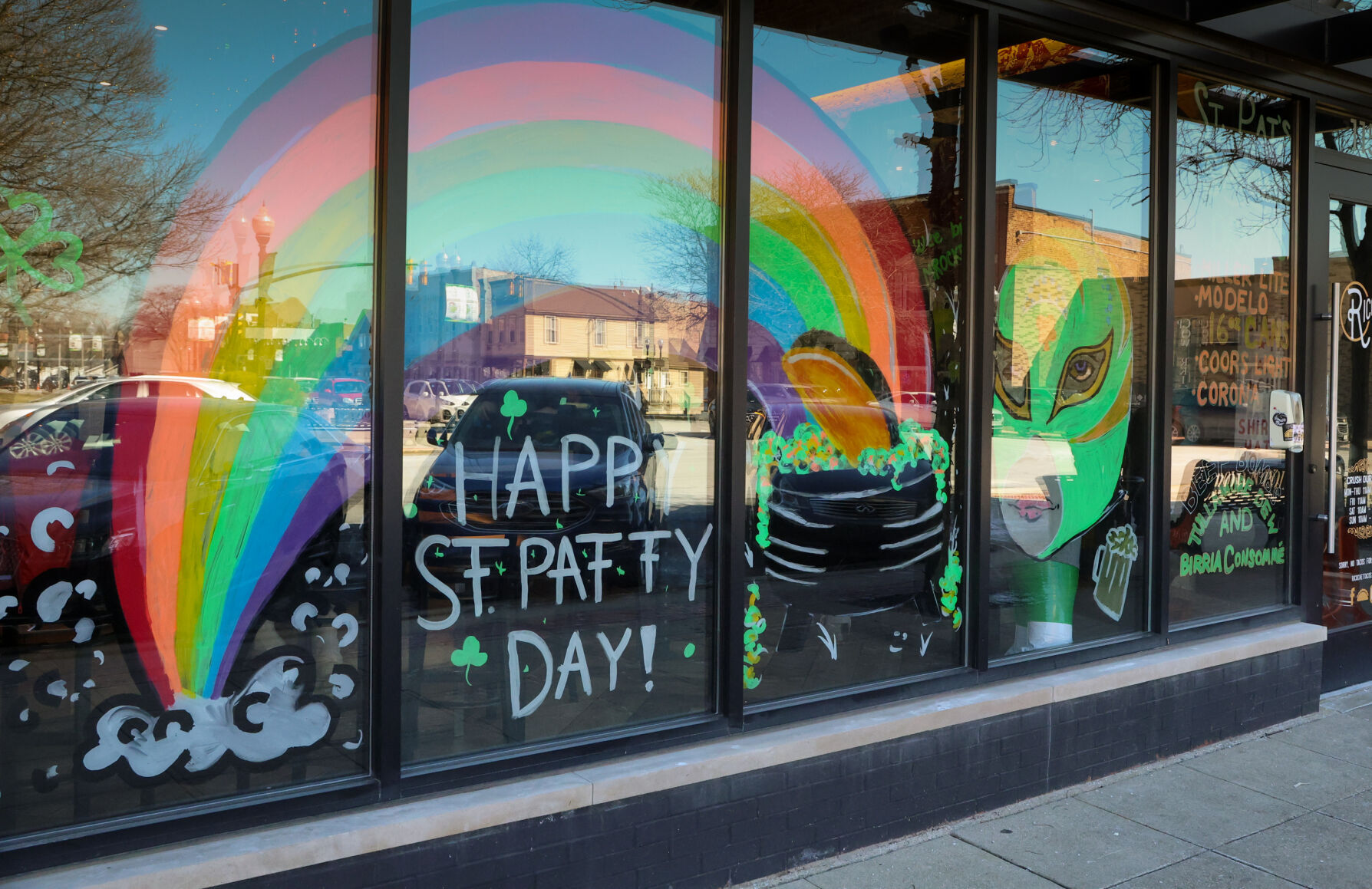 Windows reflect St. Pat s Day spirit