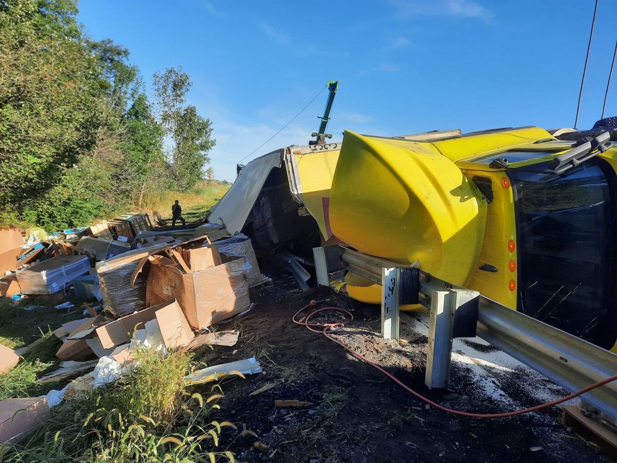 UPDATE: Lanes reopened after semi rollover closes stretch of ...