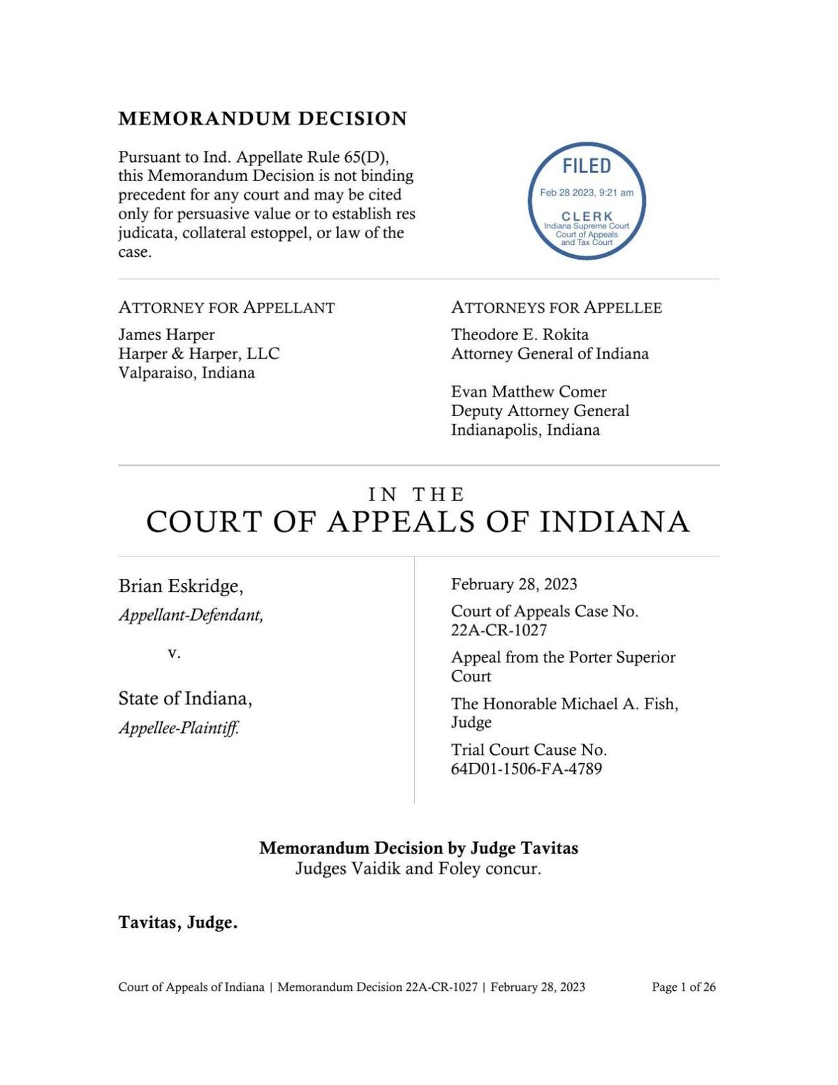 Indiana appeals court affirms 150year prison term for child molesting