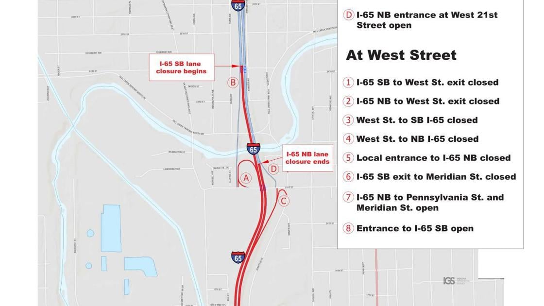 Map of Interstate 65 closure at downtown Indianapolis ... Map of Interstate 65 closure at downtown Indianapolis ...