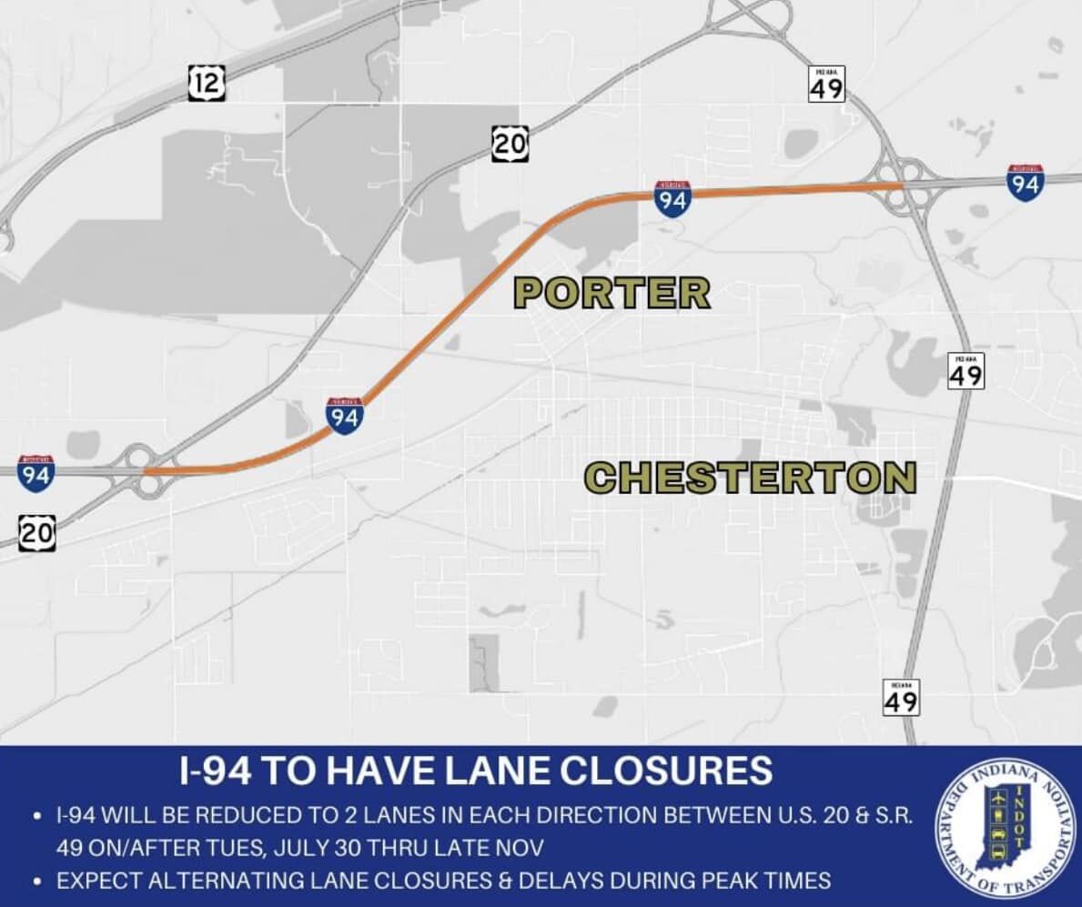 Lanes to be reduced through November on I-94, officials say