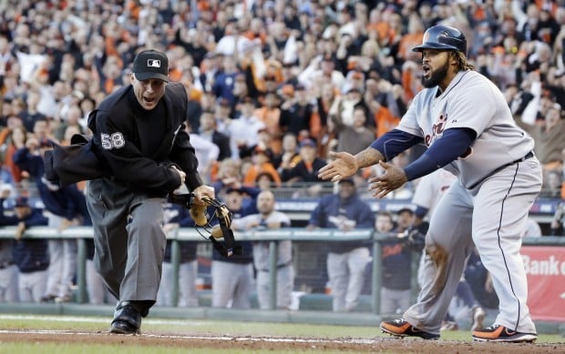Detroit Tigers first baseman Prince Fielder walks off the field after  striking out during the first inning of game 4 of the World Series against  the San Francisco Giants at Comerica Park