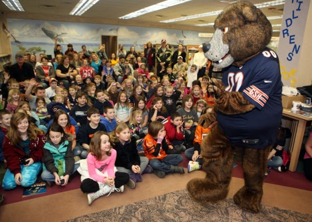 Staley Da Bear entertains youngsters at the Lowell Public Library