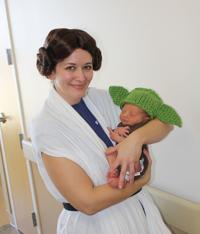 Babies don Baby Yoda caps at Franciscan Health hospitals