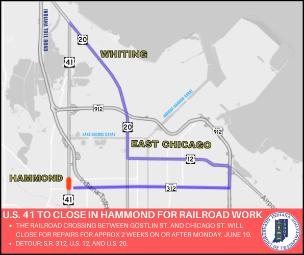 Calumet Avenue rail crossing in Hammond to close for reconstruction
