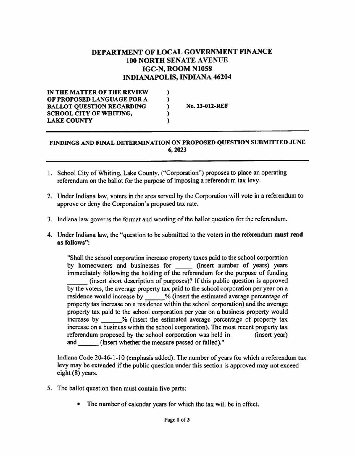 School funding questions on Hammond, Whiting ballots