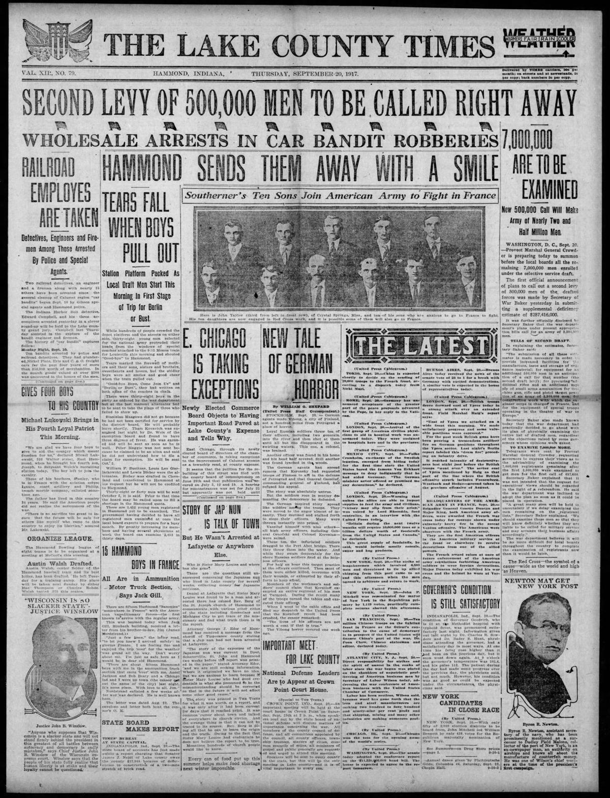 Sept. 20, 1917: Hammond Sends Them Away With a Smile