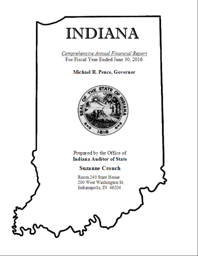 Title page of Indiana's 2016 CAFR