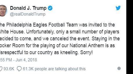 Trump Scraps Eagles Visit To Avoid Low Turnout Cites Anthem National News Nwitimes Com