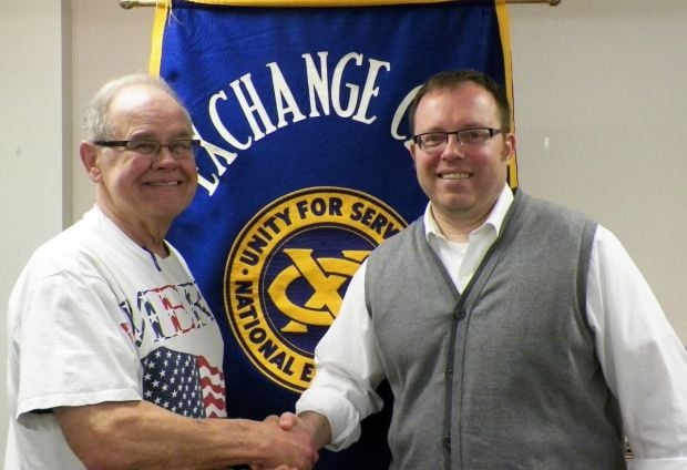 Public Works director AJ Monroe speaks at Portage Exchange Club