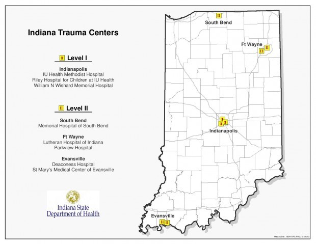 trauma center levels map
