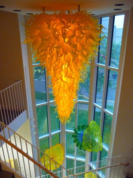 Indiana Glass Trail Created To Provide A Look At The Crafts Brought There Are Two Dale Chihuly Installations In Columbus Ind Including This 9 Foot Yellow Chandelier The Area Visitors Center