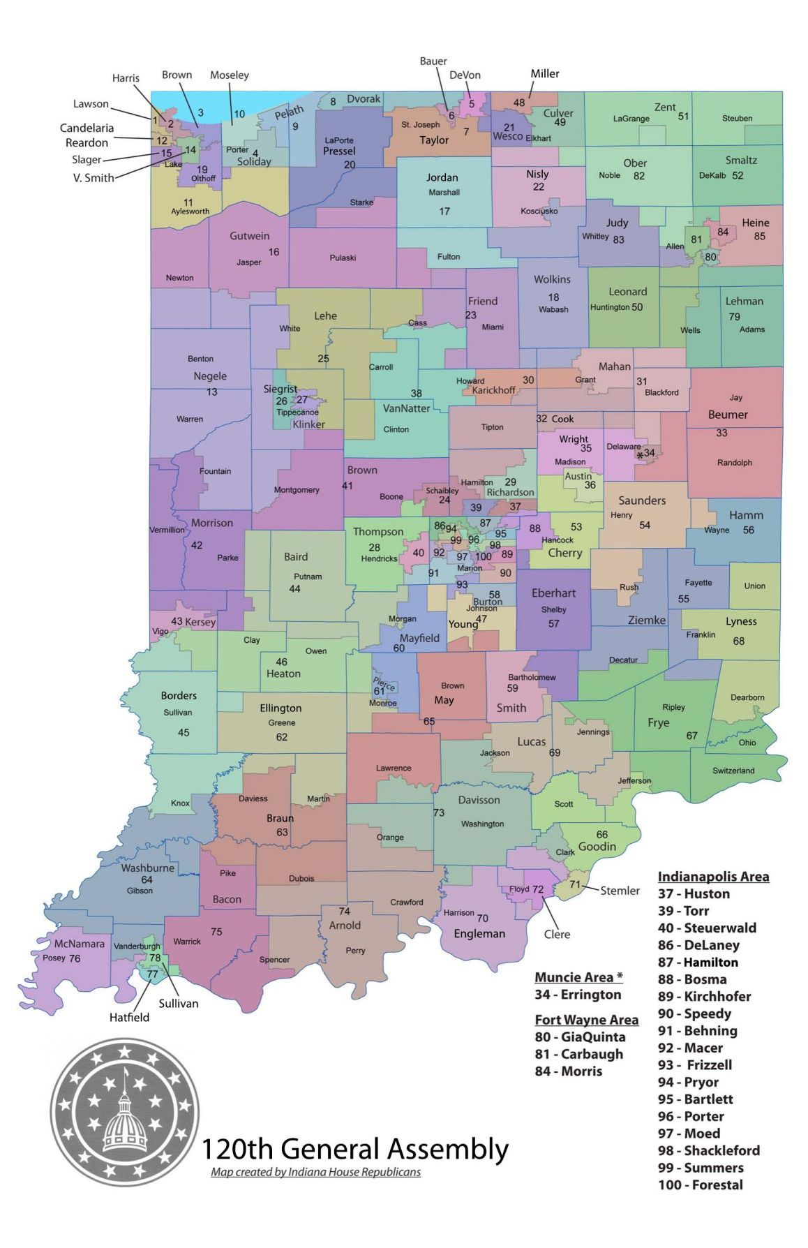 Map of Indiana House districts   nwitimes.com