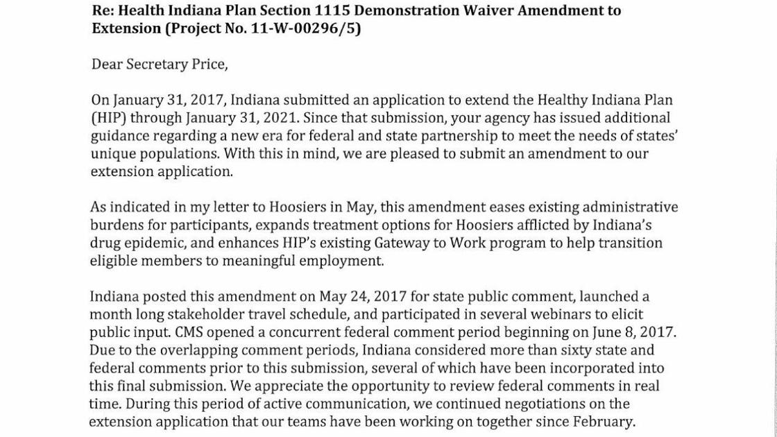 Indiana Medicaid waiver application for employment mandate ...