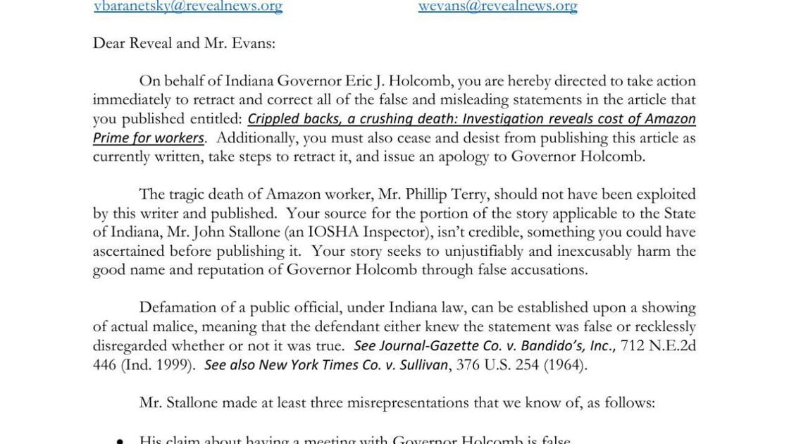 Governor S Office Cease And Desist Letter To Reveal Nwitimes Com