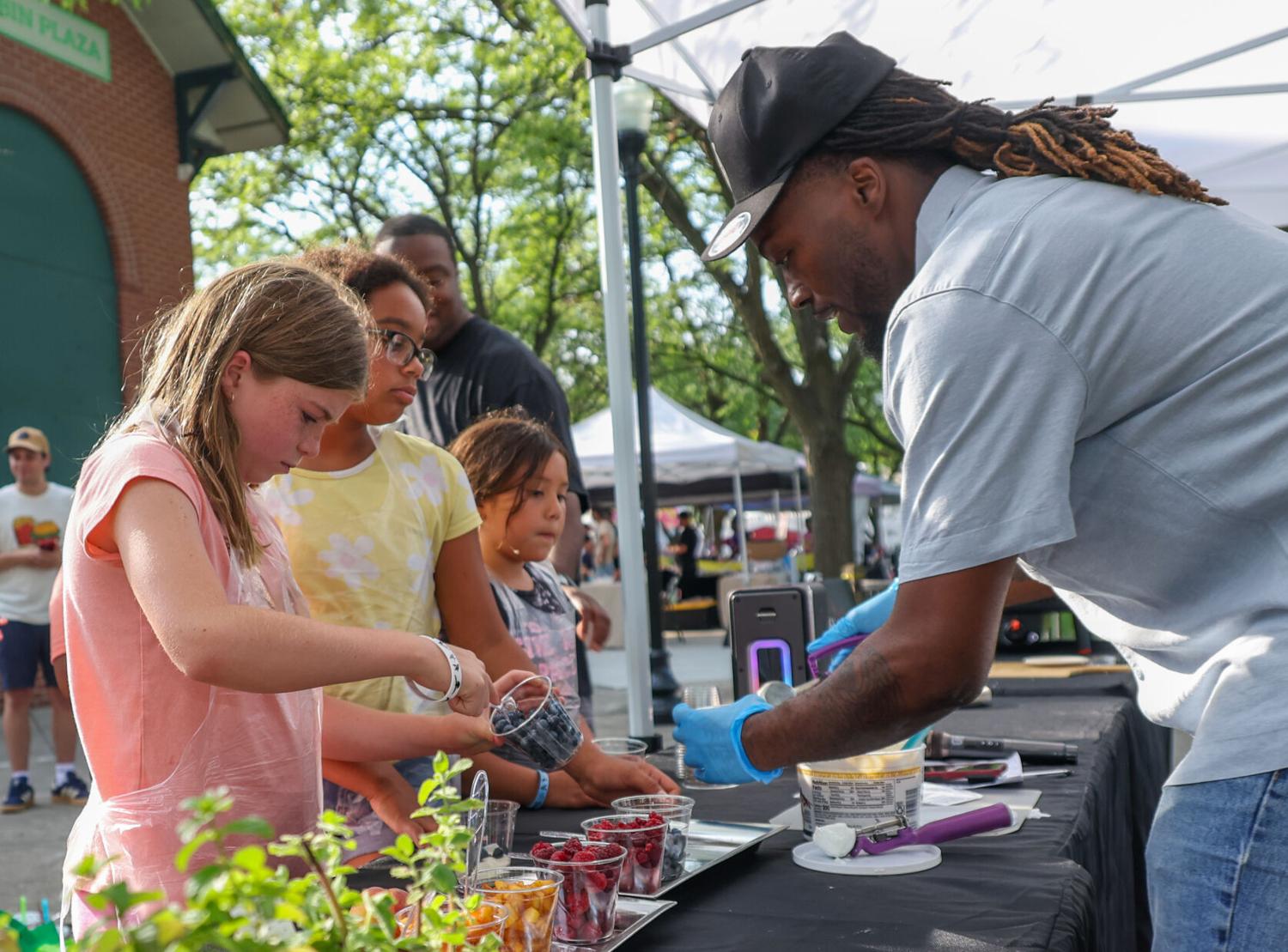 Blueberry pizza? On kids day, young chefs produce their ideas with fresh produce