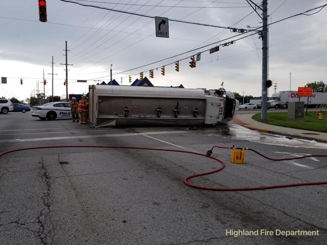UPDATE Tanker rollover in Highland injures driver, causes diesel spill