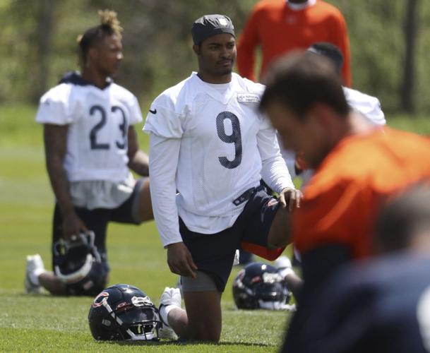 Cornerback Jaquan Brisker works out during Bears organized team activities on May 17, 2022, at Halas Hall.