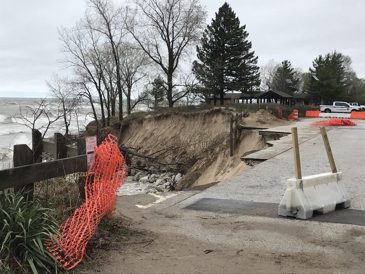Parking Washed Away By Lake Michigan Road Homes And Utilities