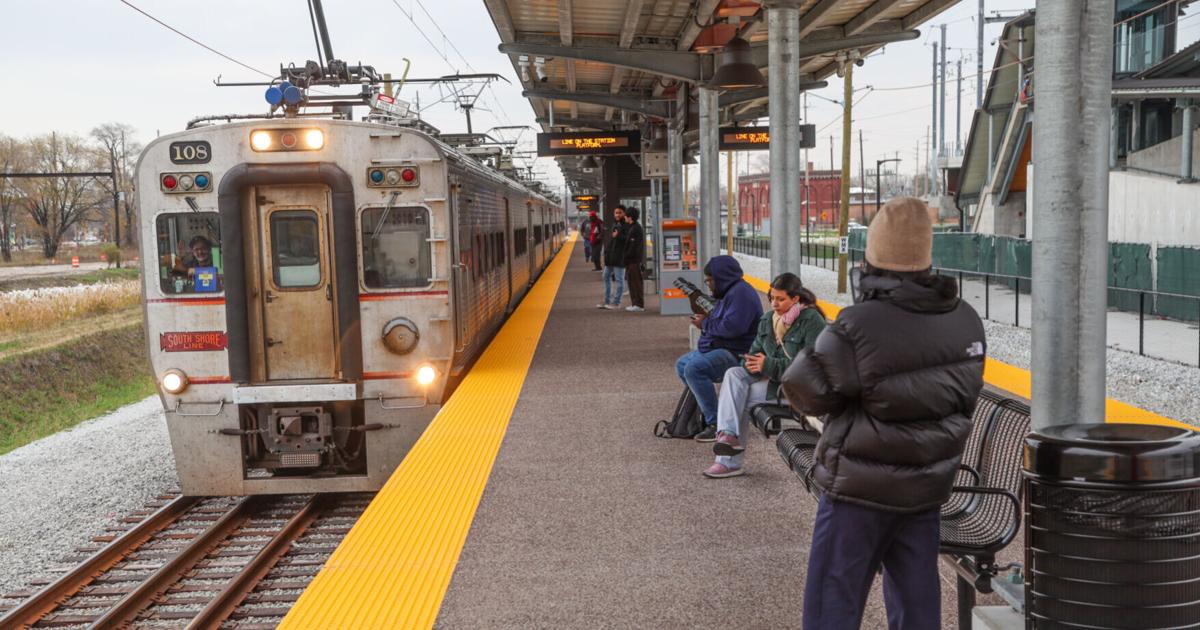 No one hurt after South Shore Line train strikes car