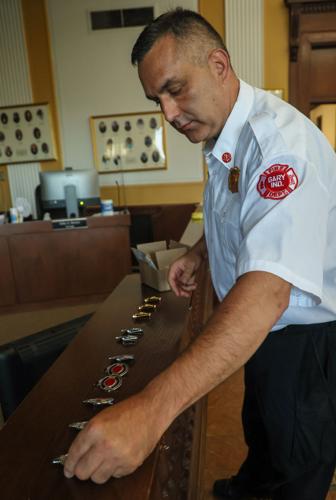 Fireﬁghters being honored and their new positions