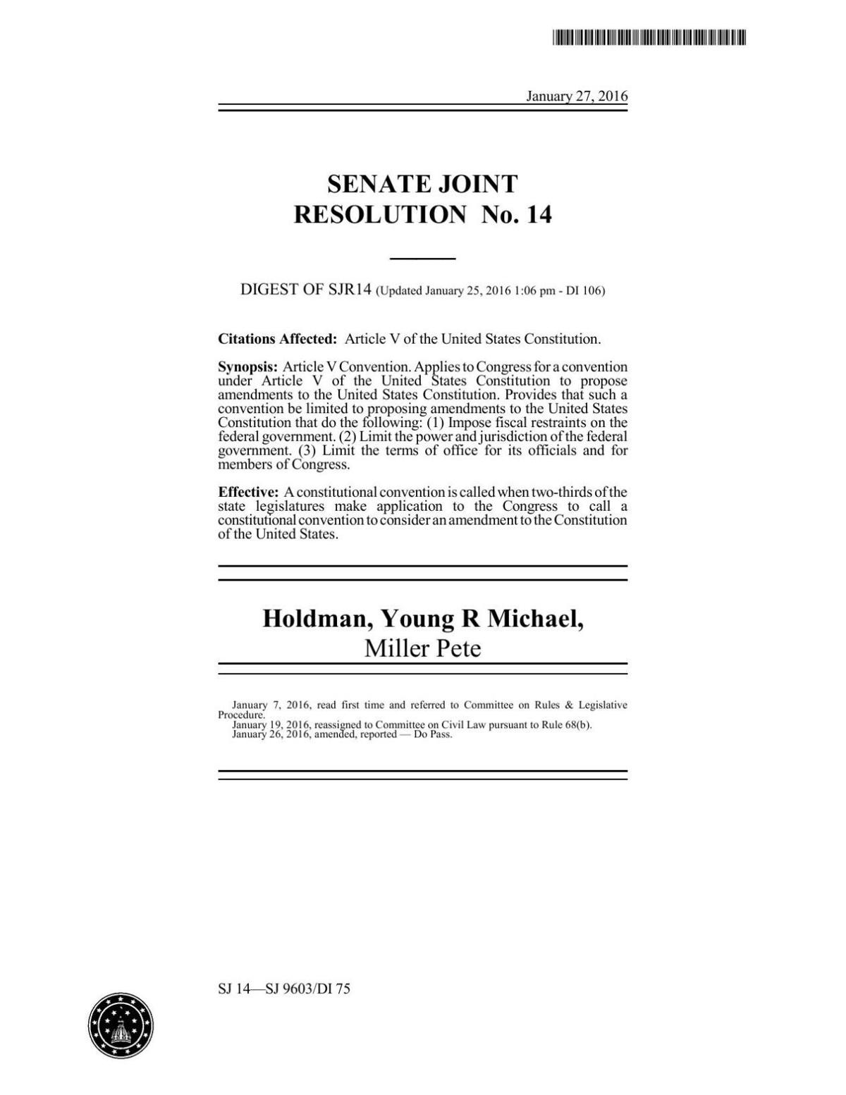 Senate Joint Resolution 14