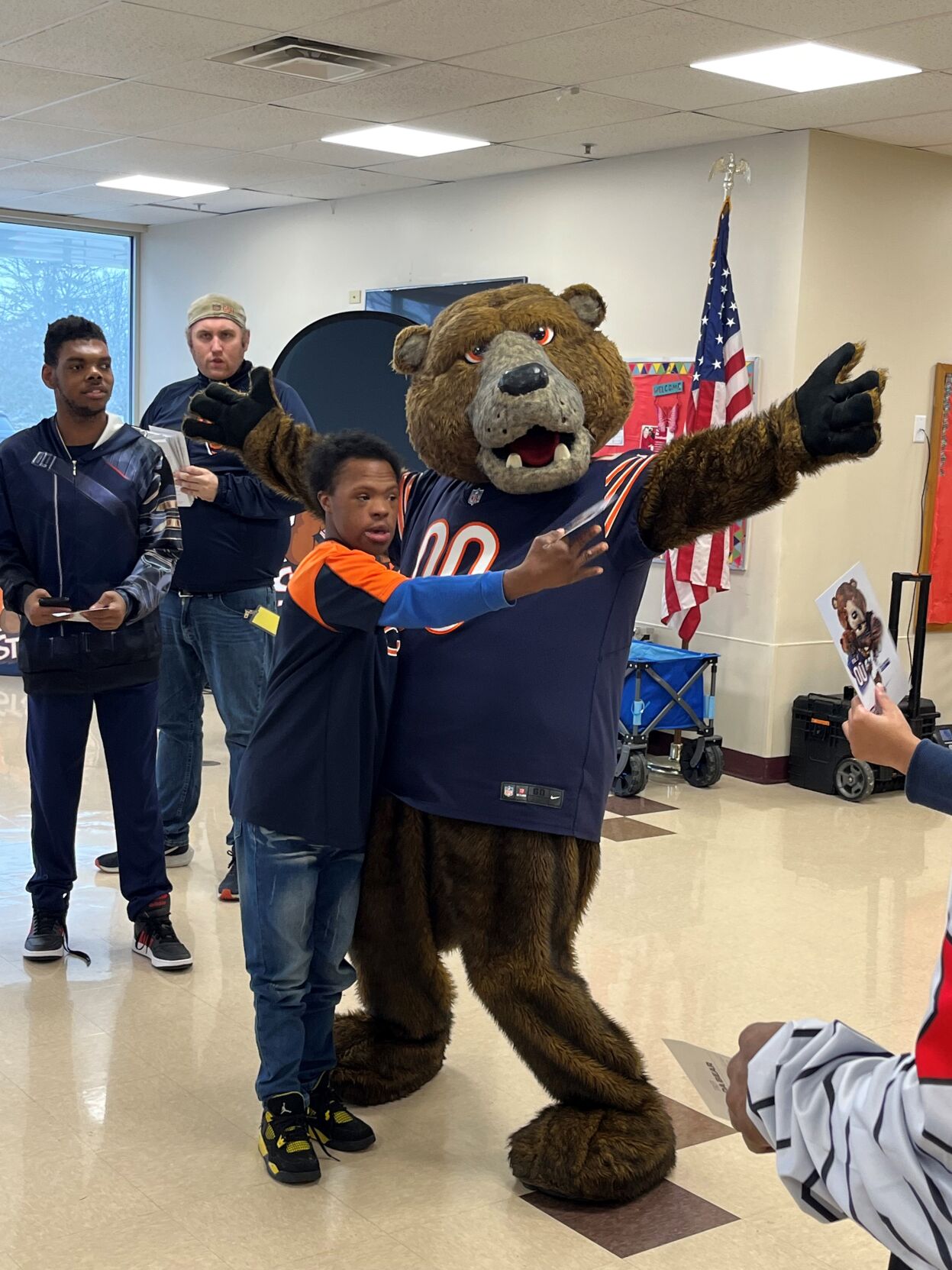 Bears mascot Staley revs 'em up at Kennedy School