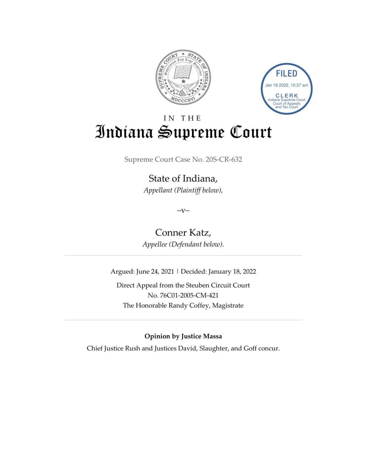 State v. Katz ruling of the Indiana Supreme Court