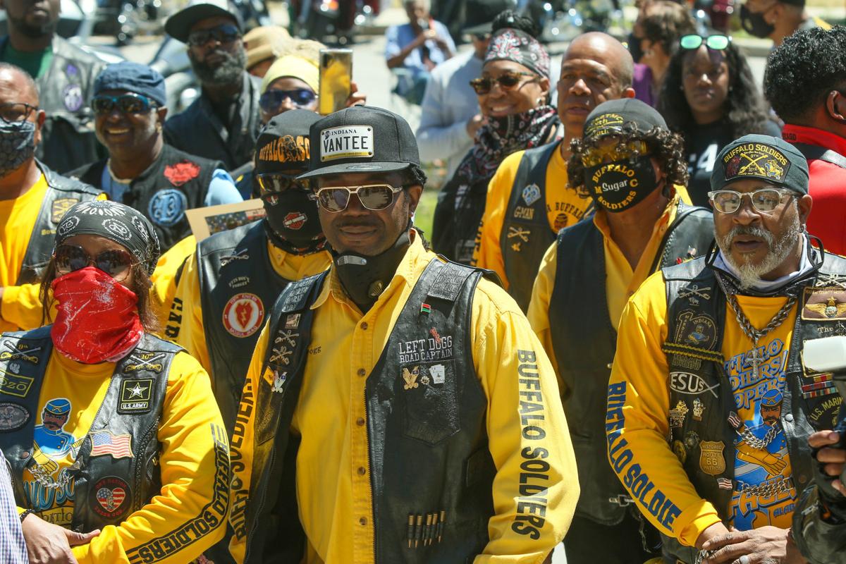 WATCH NOW: Buffalo Soldiers bikers line Broadway for unity, justice