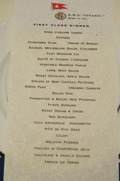 First Class Meal The Last On The Titanic Local News Nwitimes Com
