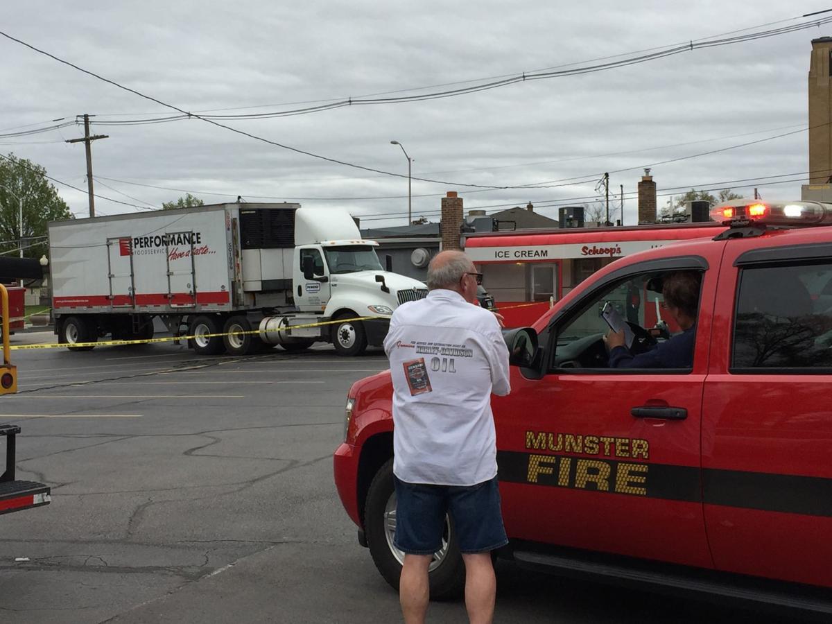 Food Delivery Truck Knocks Down Power Line Shutting Down