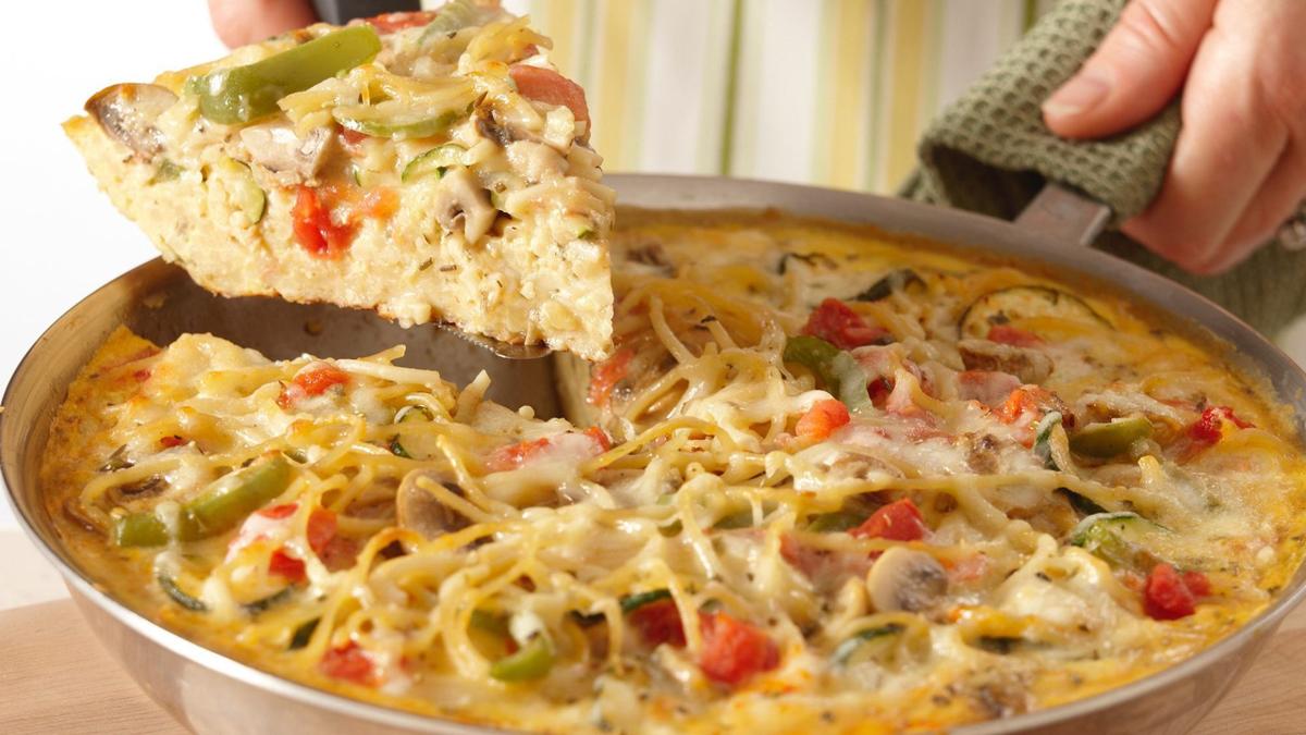 Cheesy Vegetable Spaghetti Pie