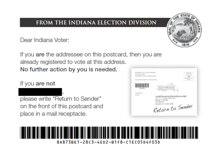 Postcards headed to Hoosier homes seek to confirm voter registrations