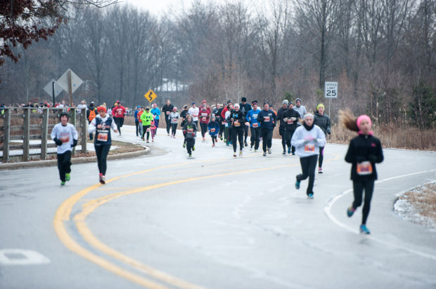 record number brave weather in annual turkey trot recreation runners head toward the finish line during the turkey trot on thursday morning in valparaiso