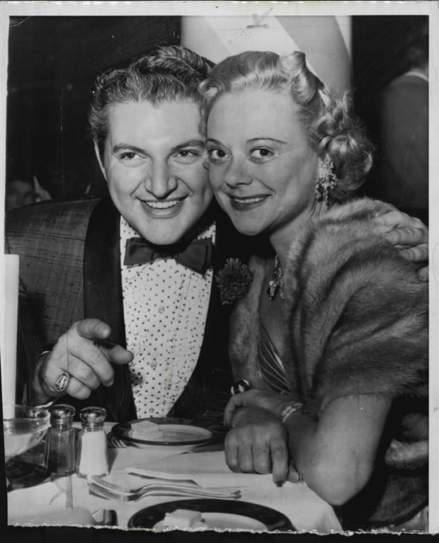 Liberace with Ice Skater Sonja Henie at Mocambo Nightclub in 1955