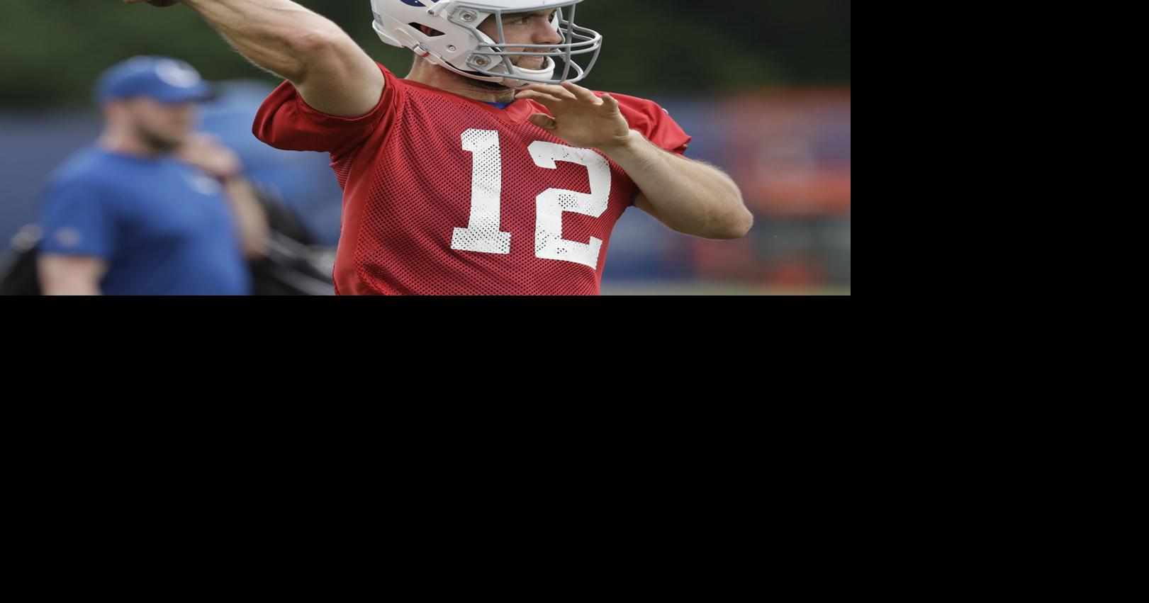 Andrew Luck Photo Indianapolis Colts Away Jersey (About To Throw Ball)