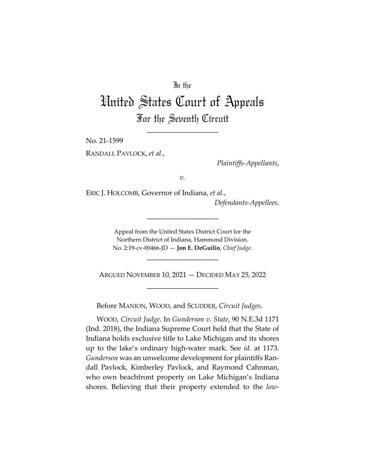 Pavlock v. Holcomb ruling of 7th US Circuit Court of Appeals