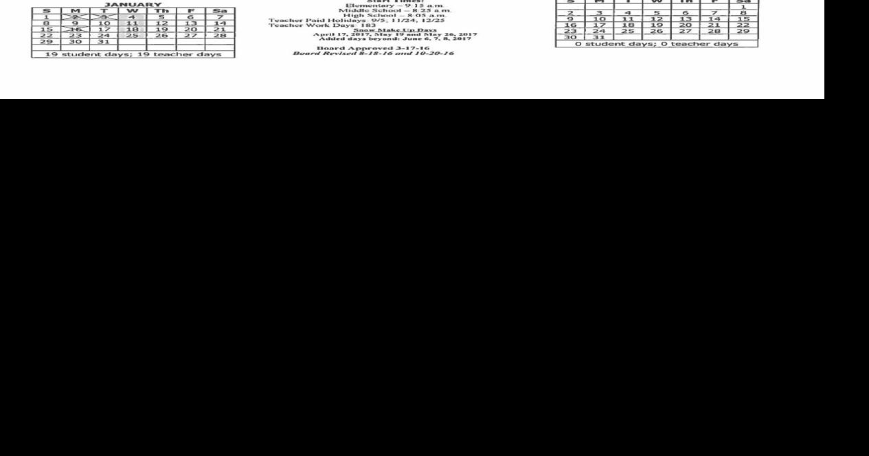 Valparaiso schools revised calendar