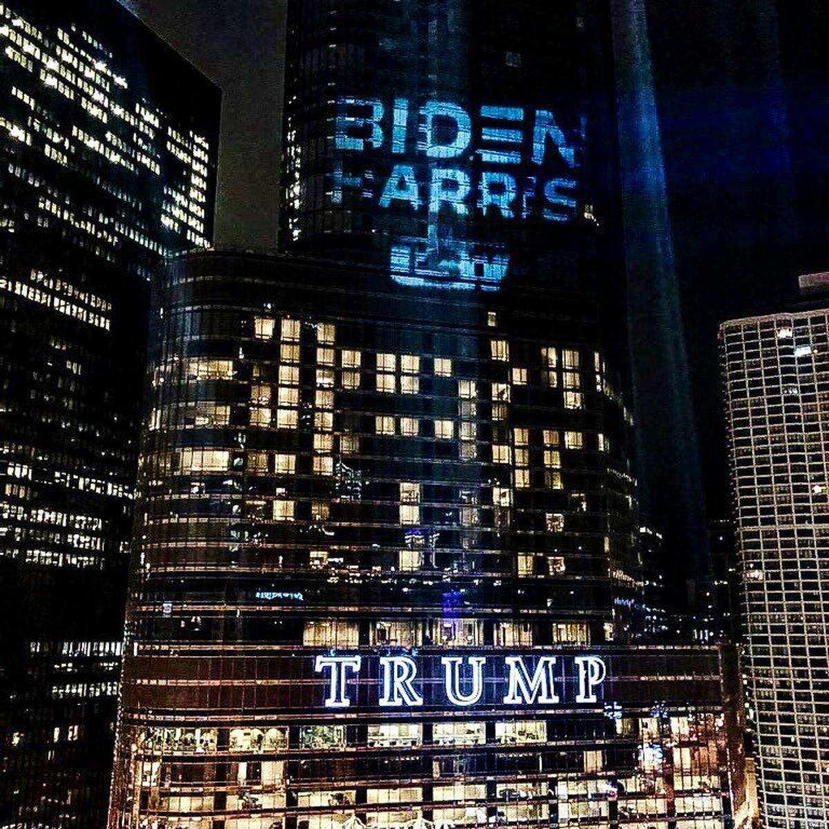 Usw Shines Biden Harris Batlight On Trump Tower In Chicago Northwest Indiana Business Headlines Nwitimes Com