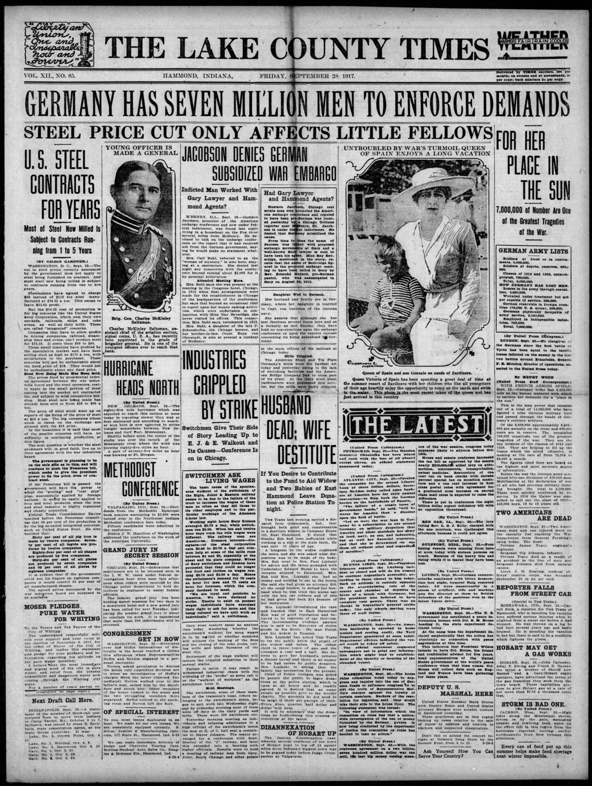 Sept. 28, 1917: Steel Price Cut Only Affects Little Fellows