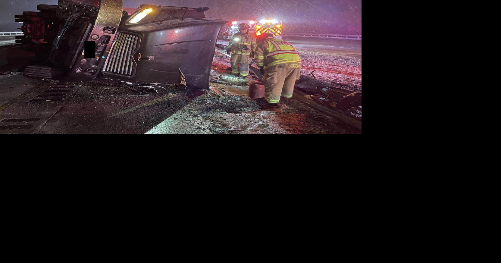 UPDATE: Driver injured in semi rollover as winter storm leads to crashes