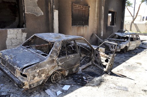 Syria burnt vehicles