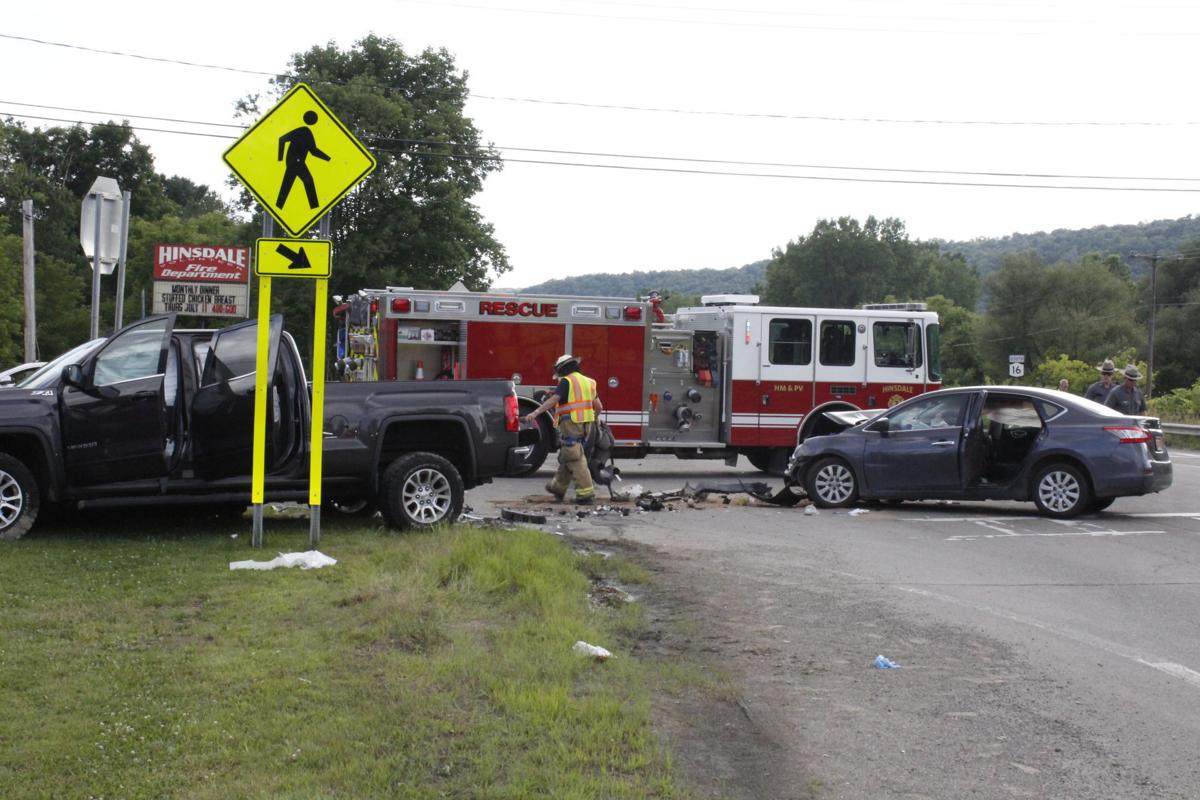 Route 16 crash in Hinsdale sends three to hospital, including one with