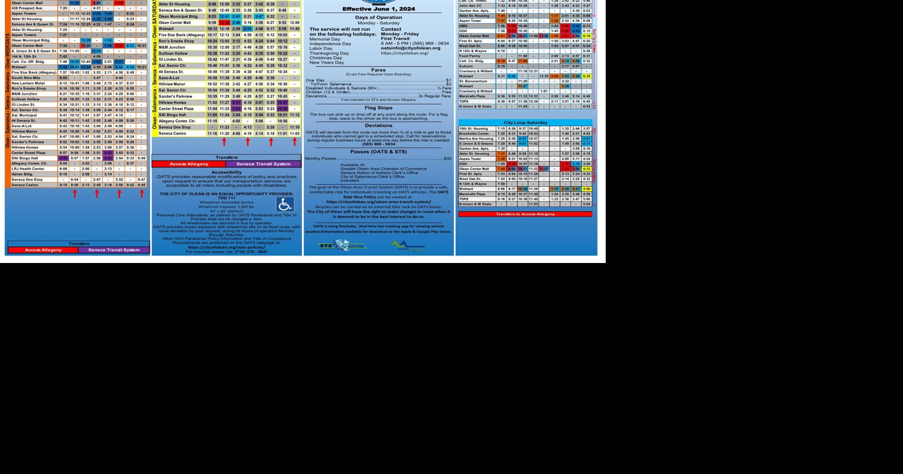 Olean Area Transit System announces route changes for June News