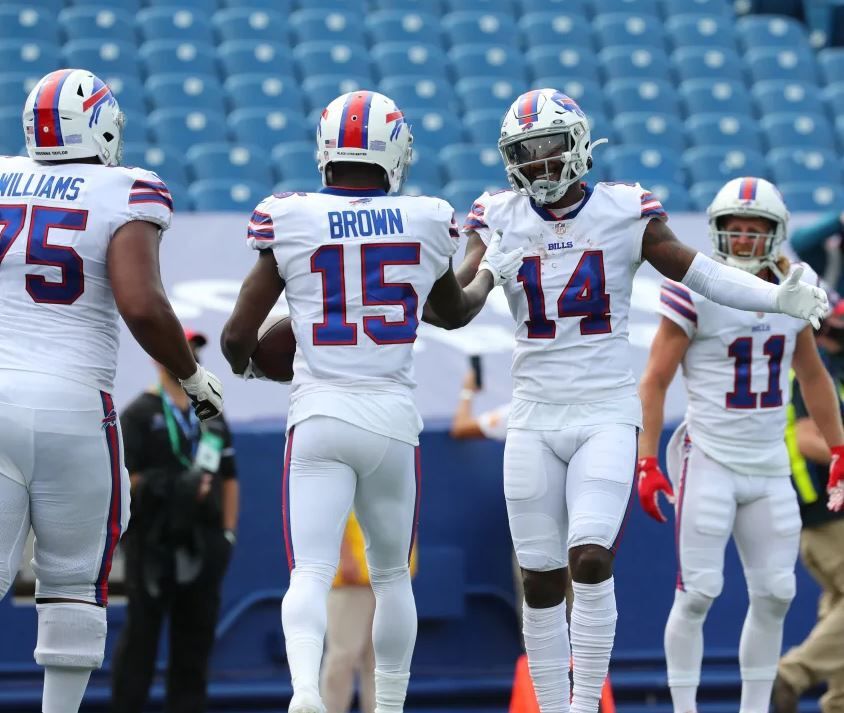 Bills' Stefon Diggs, who was frustrated with Josh Allen on sideline