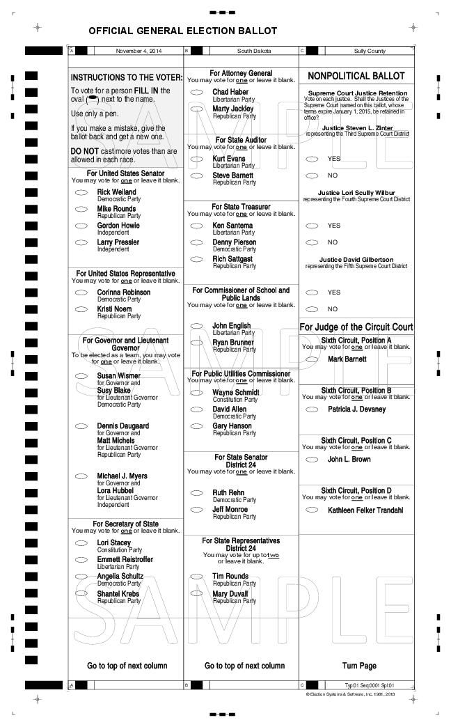 Official General Election Ballot | | onidawatchman.com