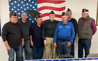 Past Post 79 American Legion Commanders: Don Pesicka, Jim Thibodeau, Pete McGee, Bob Porter, Dick Olson, Steve Stier and Milt Burgeson.