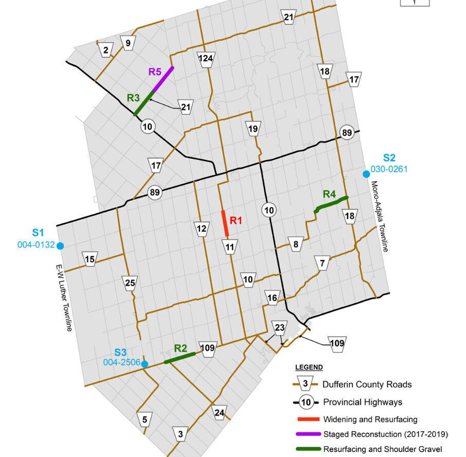 Dufferin County identifies which roads will undergo rehab work in 2017