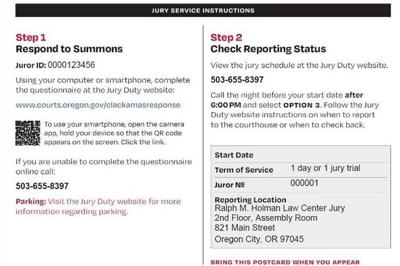 New jury summons format slated for Clackamas County News